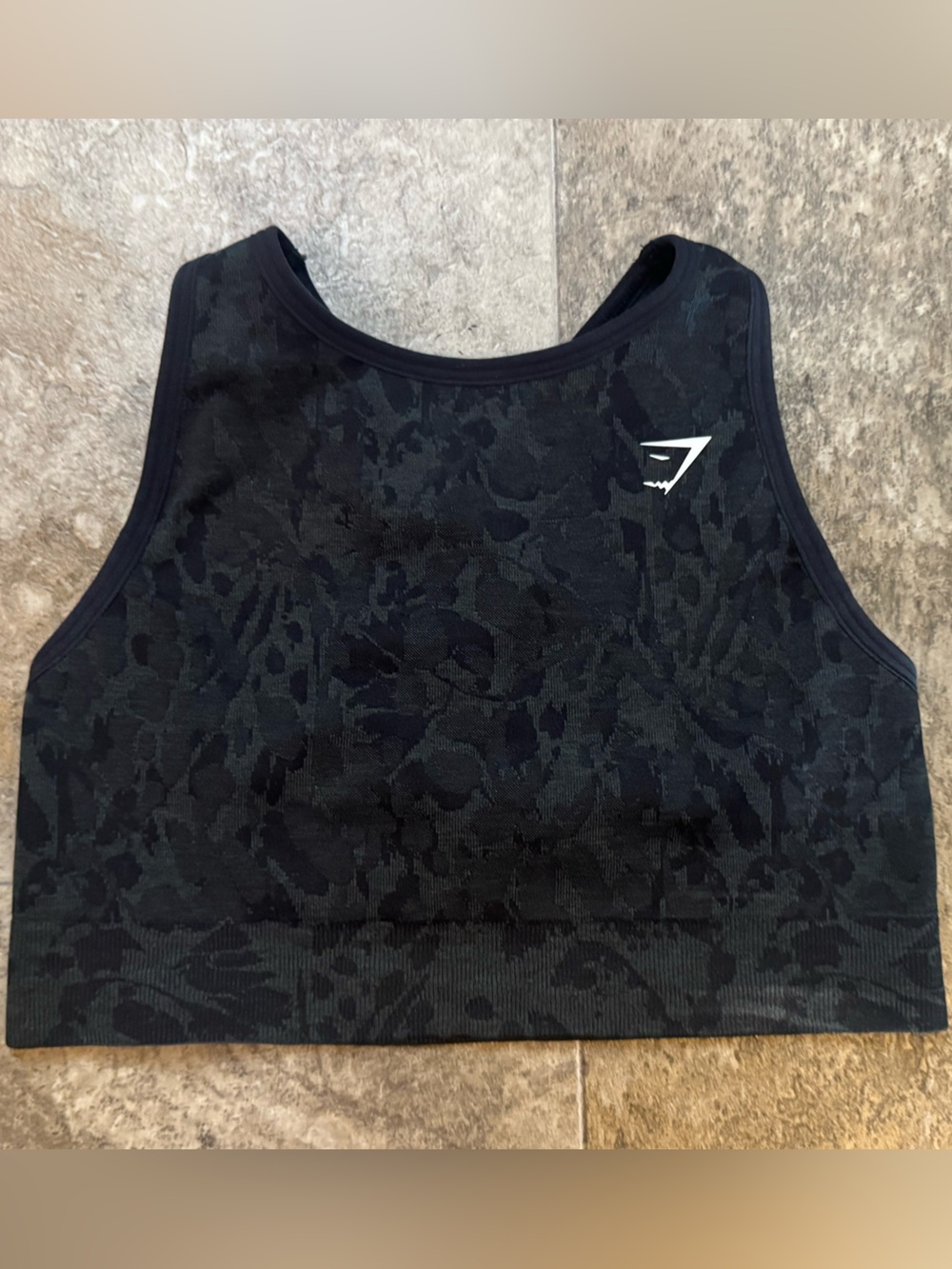 Gymshark Black Camouflage Seamless Crop Bodysuit Top